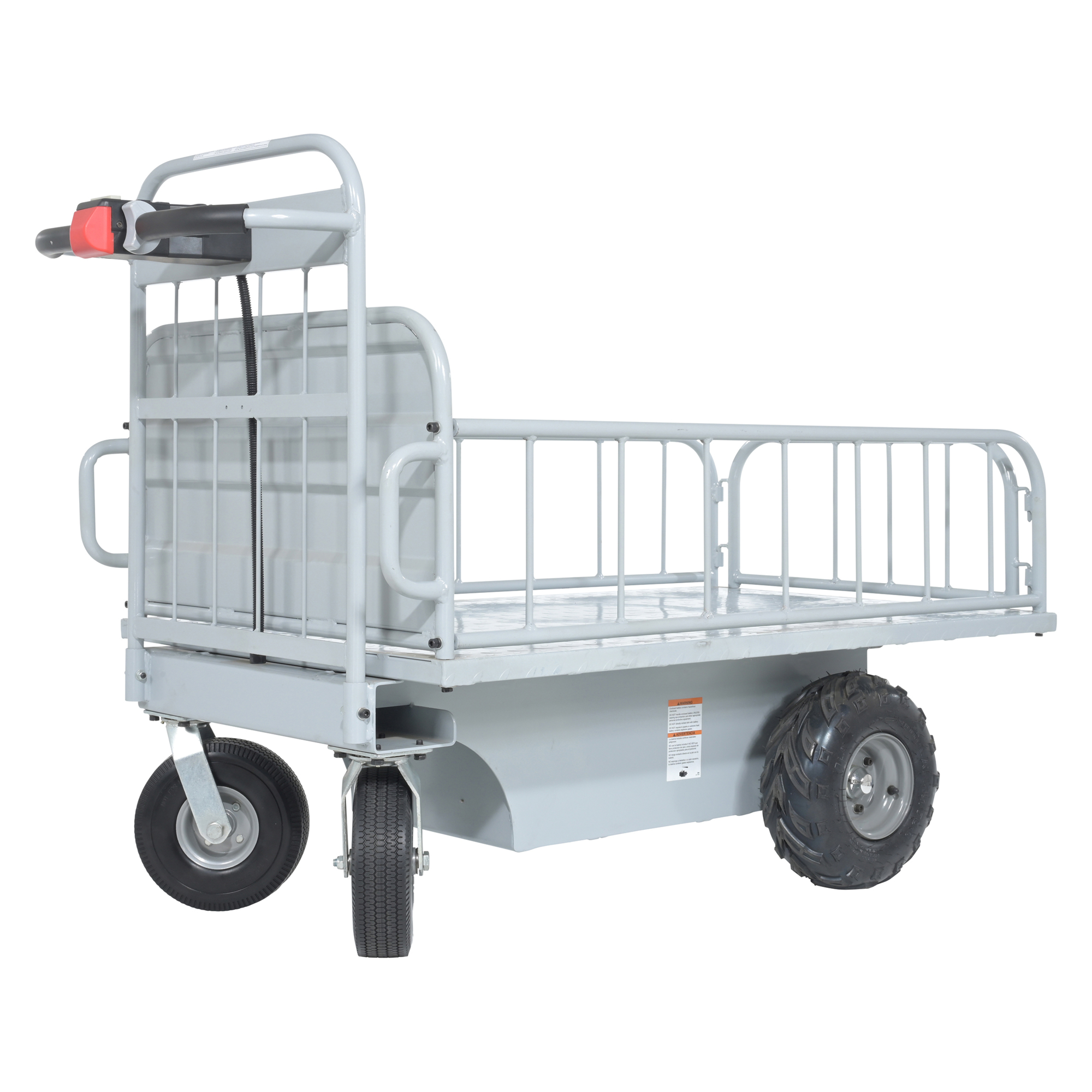 Vestil Steel Off-Road Traction Drive Cart — 500-Lb. Rough Terrain Capacity, Gray, Model# OROAD-1000